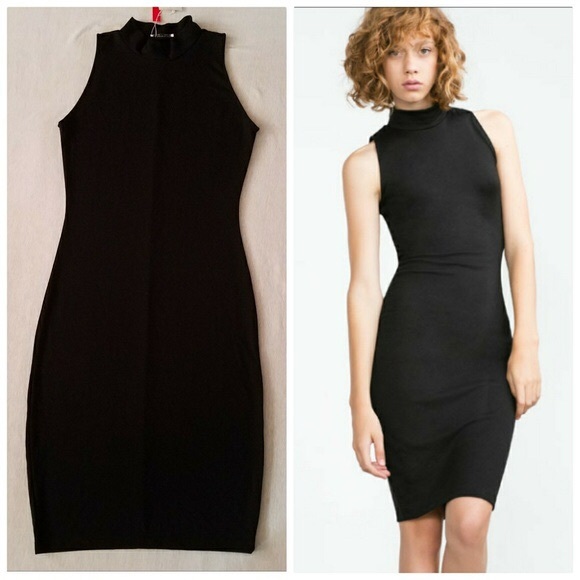 ZARA BODYCON HIGH NECK DRESS SIZE S - Picture 2 of 2